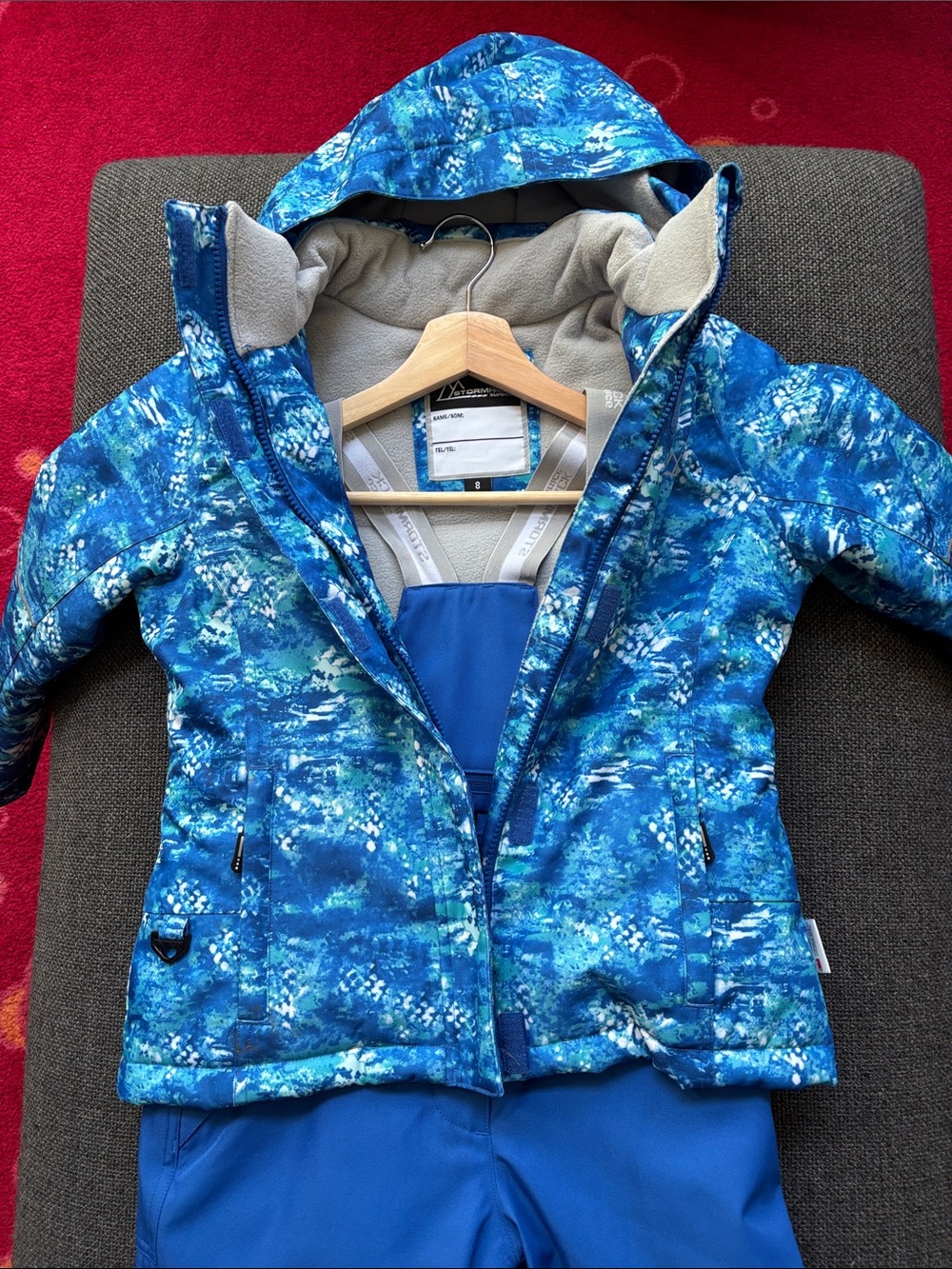 Kids Blue Printed Winter Jacket and Snow Pants SUNICE